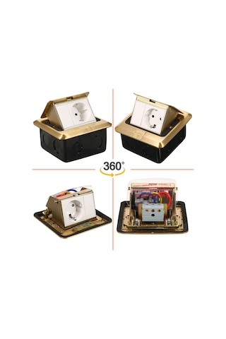 Symbee Altı Çıkma Bakır Zemin Soketi - Damperli Yavaş Açılım, Su Geçirmez, Gizli Tip, Alüminyum Altın Rengi