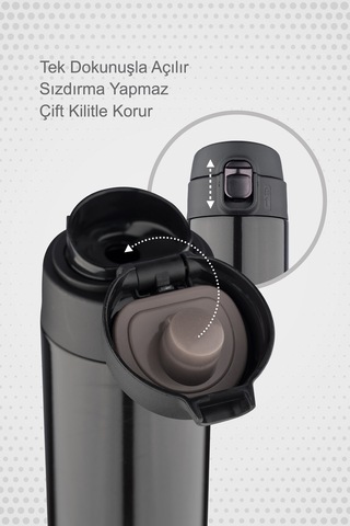 Lunetherm Sızdırmaz Vakumlu Çift Katmanlı Çelik Termos - Siyah