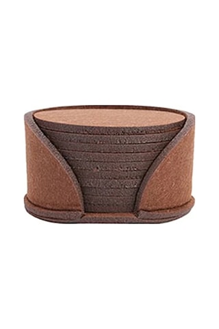 Xurunkeji 50 Adet Yuvarlak Keçe Bardak Altlığı Yemek Masası Koruyucu Ped Isıya Dayanıklı Bardak Altlığı Kahve Çay Sıcak İçecek Kupa Yer Matı, Kahverengi Kahverengi