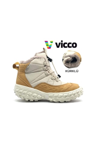 Vicco Tiger Phylon Kauçuk Taban Ortopedik Çocuk Kar Botu Haki Bej