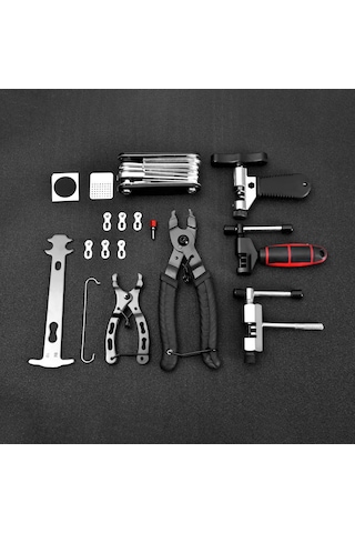 Geeksen Bisiklet Zincir Tamir Seti: Kalıp + Zincir Kesici + Pliers + 3 Çift Büyüklik Kanca + Mavi Fırça - Dağ Bisikleti Bakımı İçin Tam Gereçler Çok Renkli