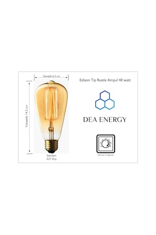 Akkor Aydınlatma ST64 40W Armut Tipi Rustik Edison Ampul 10 Adet