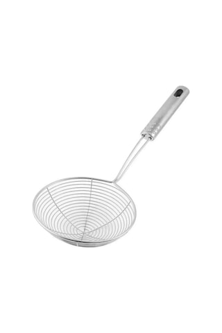 Metal Saplı Kevgir 16 Cm Paslanmaz Çelik Süzgeç Kevgir 33 Cm Uzunluk Gri