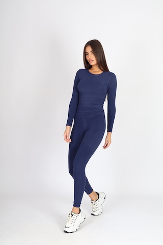 Soft&Basic Kadın Uzun Kollu Baskılı Bisiklet Yaka Lacivert Body Lacivert