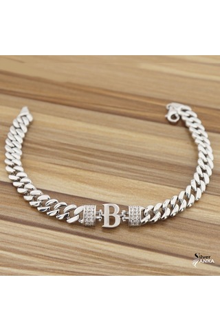 925 Ayar Gümüş B Harfi Gurmet Bileklik