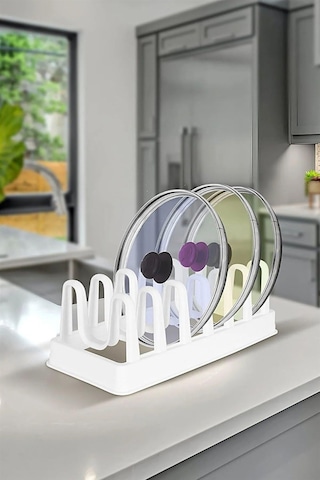 Orret Home Plastik 6 Bölmeli Tencere Kapağı Ve Tabak Düzenleyici Organizer, Dolap İçi Ve Tezgah Üstü Sku: Smg8690010198617 Açık