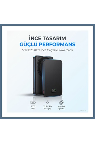 Buradabulabilirsin Snp-3020 Magsafe Powerbank 5000mah Slim 22.5w Hızlı Şarj Led Ekran İnce Powerbank Şarj Cihazı Bbz Çok Renkli