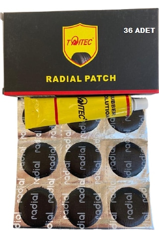 Radial Patch Bisiklet Lastik Tamir Yama Seti Soğuk Yama Yuvarlak Siyah 36'lı Siyah