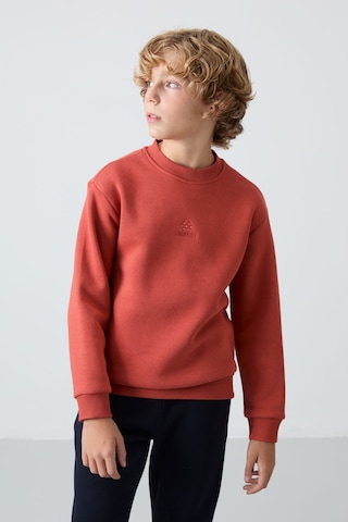 Tommy Life Kiremit-lacivert Pamuklu Kalın İçi Tüylü Yumuşak Dokulu Standart Fit Nakışlı Erkek Çocuk Eşofman Ta Kiremit