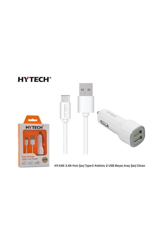 Hytech Hy-x46 Type-c 3.4a Beyaz Araç Şarj Cihazı