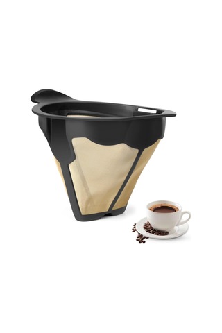 Dianziye Tekrarlı Kullanım Kahve Filtresi - Ekonomik, Su Arıtması Altında Veya Bulaşık Makinesinde Temizlenir, Kahve Makinesi Aksesuarı Siyah, 13x13x10cm, 69g Siyah