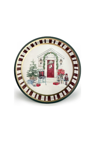 Yılbaşı Temalı Metal Tepsi, 31.5 Cm Ez197-1s Desenli