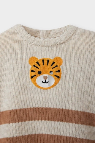 Defacto Erkek Bebek Bisiklet Yaka Kaplan Baskılı Çizgili Kazak F2582a525auer42 Ekru