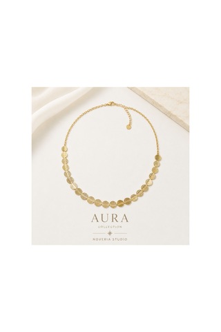 Aura Collection Meriç Ezme Pul Gold Kadın Çelik Kolye Altın Altın