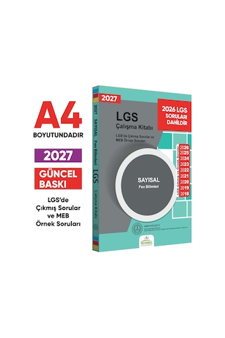 2027 LGS 8.Sınıf Çıkmış ve MEB Örnek Soruları Fen Bilimleri Sayısal Çalışma Kitabı A4 RENKLİ Baskı