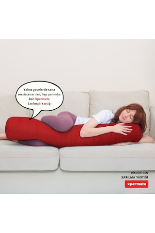 Xpermate Sarılma Yastığı Bacak Arası Yastığı Silindir 150cm Kırmı