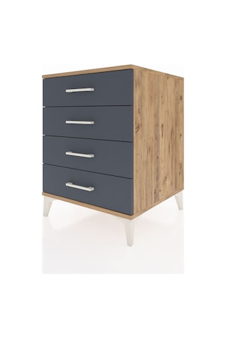 Kronos Komodin 4 Çekmeceli 60x59x80 Çam-antrasit Çam