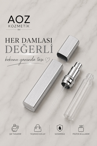 Gri Parfüm Dolum Seti Doldurulabilir Mini Parfüm Şişesi Cep Parfüm Şişesi Taşınabilir Parfüm Şişesi 12ml