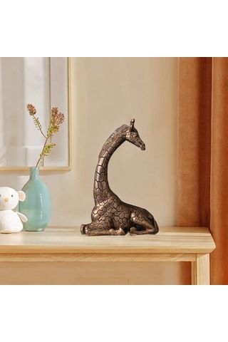 Homyl Reçine Heykelcik Tahsil Dekorasyon Zürafa Heykeli Dolap 22cmx32cm