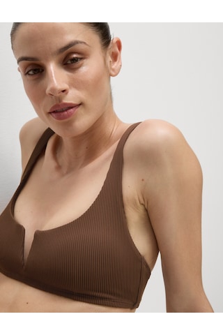 Marks & Spencer Fitilli V Yaka Bikini Üstü T52000004H Kahverengi