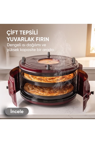 Şamdan 1009 42 L Termostatlı Çift Tepsili Yuvarlak Davul Fırın