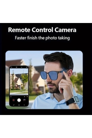 Honeybeeshop Astral Mavi Klipsli Akıllı Gözlük Sesli Arama Hıfı Ses Uv Koruyucu Cam Mikrofon Hoparlör Uzaktan Kumandalı Kamera