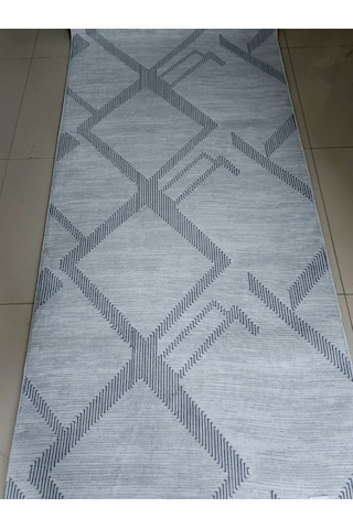 Antrasit Geometrik Desen Yıkanabilir Kaymaz Dört Mevsimlik Salon Banyo Balkon Genç Odası Kesme Halı Gri 2