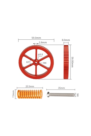 Geeroyoo Ender-3 Ve Cr-10 İçin 4 Adet Alüminyum Ayarlanabilir Seviye Somunu Ve Yay Seti
