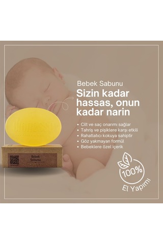 Dionesse 100% El Yapımı Ve Doğal Bebek Sabunu 90 Gr - Bitkisel Gliserin, Doğal Yağlar İle Bebeğiniz