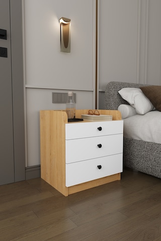 Modern 3 Çekmeceli Komodin Şifonyer %100 Mdf Çok Amaçlı Organizer Kmd01 Beyaz - Karına