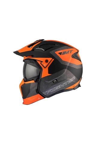 Mt Streetfighter Sv Totem B4 Çene Açılır Kask Siyah - Turuncu