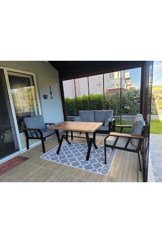 Tu Tienda Nergiz 2+1+1+masa Bahçe Balkon Mutfak Mobilyası,kayrak Gri Kayrak Gri
