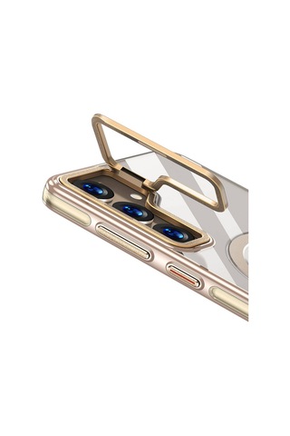 Galaxy S24 Plus Uyumlu Kılıf Magsafe Şarj Özellikli Wlons Standlı Efsane Kapak Gold
