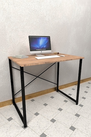 60x90 Çalışma Masası Metal Ayaklı Bilgisayar Masası Ofis Masası Atlantik Çam