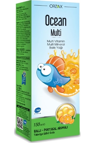 Ocean Multi Şurup Ballı Portakal Aromalı Balık Yağı 150 ML 3 Adet