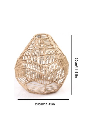 Boho Lamba Gölgesi, Vintage Dokuma Lamba Gölgesi Rattan El Modern Retro Boho Kolye Abajur, Asılı Işıklar Dokuma Boho Hasır Sepet Lamba Gölgesi