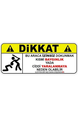 12 X 5 Cm Dikkat Dokunmak Yasaktır Sticker Araba Sticker Etiket
