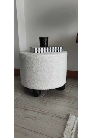 Puf El Yapımı Puf Kedi Yatağı Makyaj Masası Pufu Salon Pufu Oturma Odası Beyaz S.ayak
