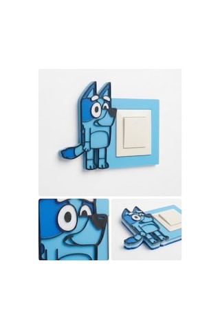 Bluey Anahtar & Priz Çerçevesi El Yapımı Işık Anahtarı Süsü Çocuk Odası Duvar Dekoru Dekoratif He Diğer