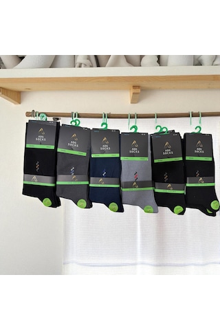 Erkek Uzun Dikişsiz Bambu Çorap 6'lı Ve 12'li Çok Renkli