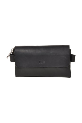 Praff Leather Siyah Çok Bölmeli Askılı Fermuarlı Kapaklı Erkek Portfoy El Çanta Pc-003
