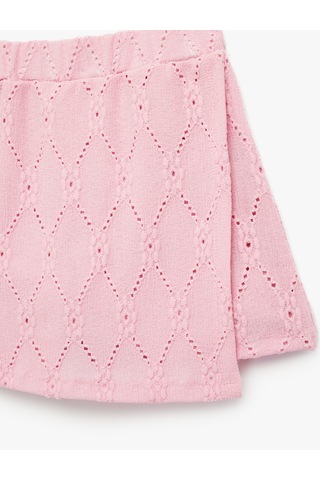 Koton Kruvaze Fistolu Brodeli Mini Şort Etek Pembe 6skg40005ak Gül
