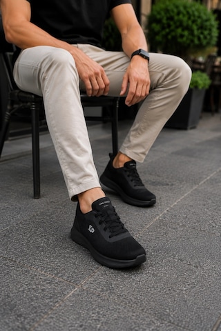 In Step Aurelio Kıng Paolo Günlük Siyah Yürüyüş Ayakkabısı Hafif Nefes Alabilen Bağcıklı Rahat Sneaker