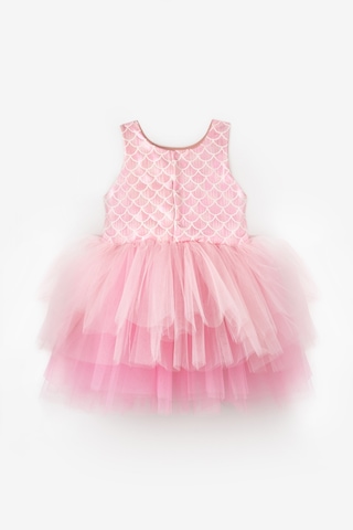 Le Mabelle Pembe Tül Etekli Deniz Kızı Desenli Kız Bebek Elbise - Emma Pembe