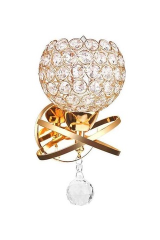 Fortunelane Altın Kristal Duvar Lambası - Yatak/aile/aşçı Odası, E27 Metal-kristal, Gümüşlü, Kaynak Hariç Gümüş