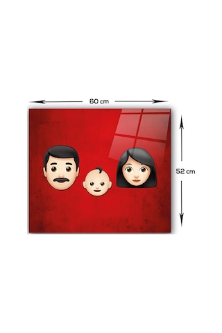 Decorita Emoji Ailesi Anne & Baba & Çocuk Cam Ocak Arkası 52x60cm