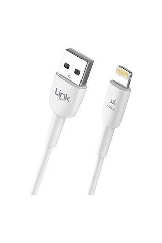 Linktech K601 Safe USB - Lightning 3A Data ve Şarj Kablosu Beyaz 1M