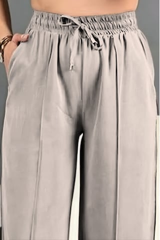 Feela Moda 2007 Bağcıklı Beli Lastikli Modal Çımalı Palazzo Kadın Pantolon Bej