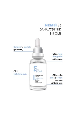 The Pova Hyaluronik Asit Nemlendirici ve Dolgunlaştırıcı Cilt Serumu – 30 ML