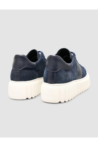 Süet Bağıcıklı Kroko Lacivertkadın Sneaker Ayakkabı Lacivert